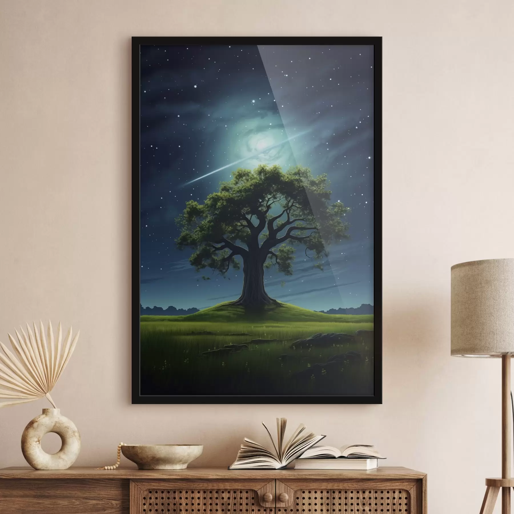 Fototapeta Krople deszczu na szkle z lampkami nocnymi f45503