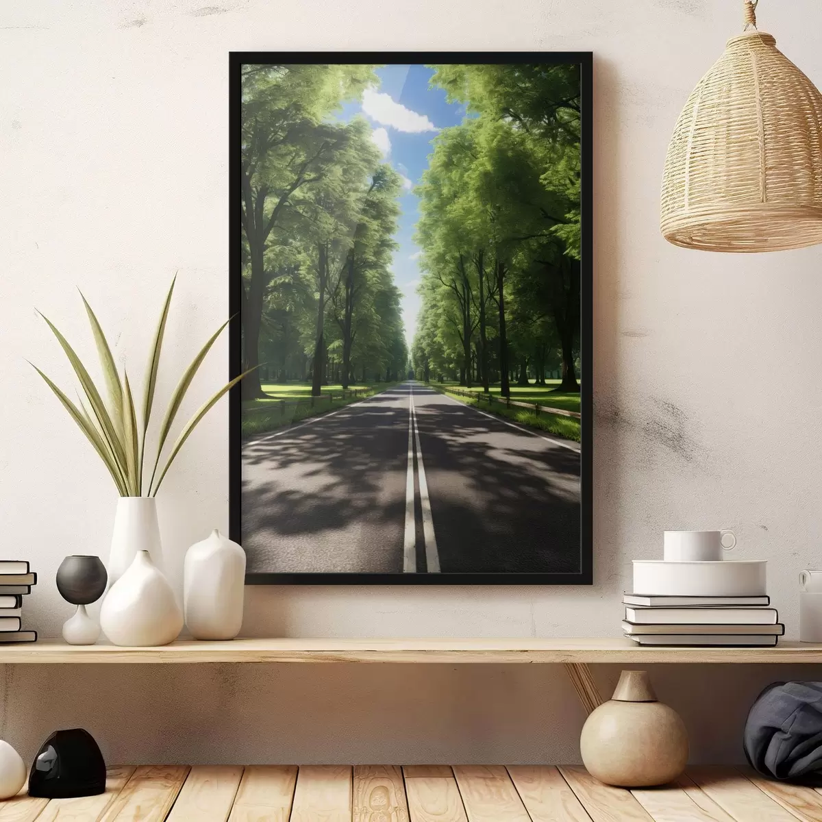 Plakat Miniaturowy krajobraz z wodospadem w szklanej kuli f45505