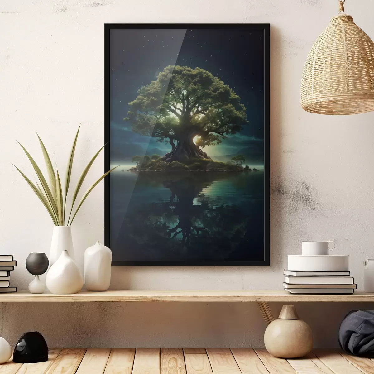 Plakat Zielone jabłko z kropelkami wody f45510