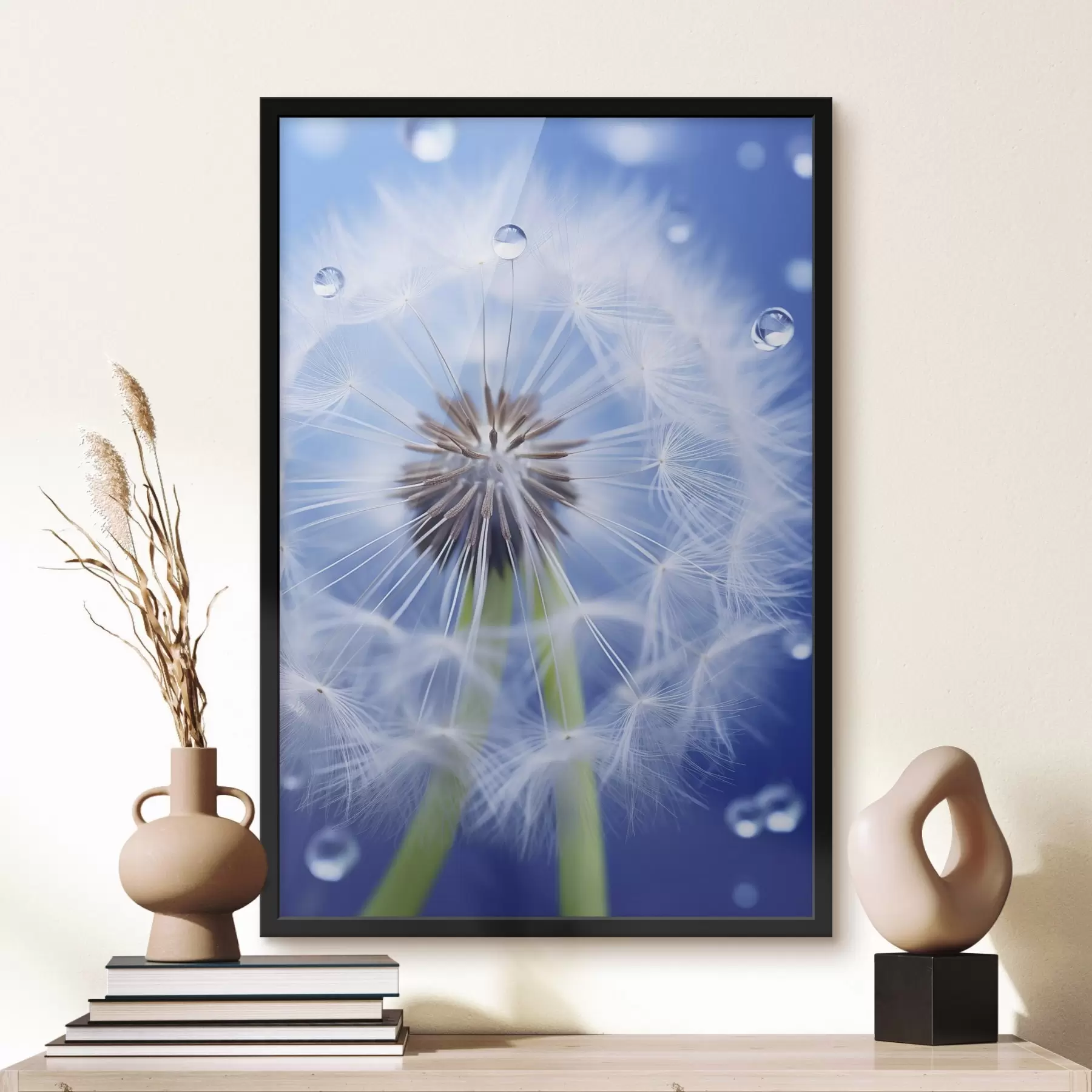 Fototapeta Makro mniszka lekarskiego na niebieskim tle f45517
