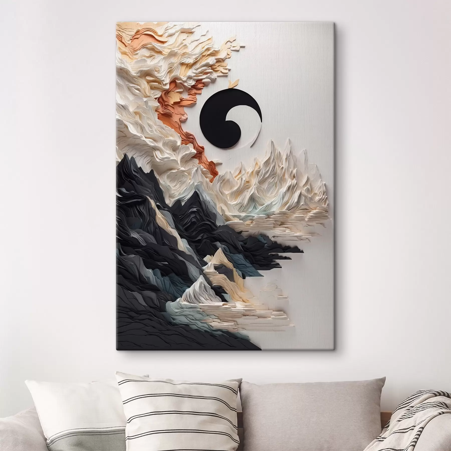 Obraz Abstrakcyjny krajobraz z górami w stylu papierowym s45482