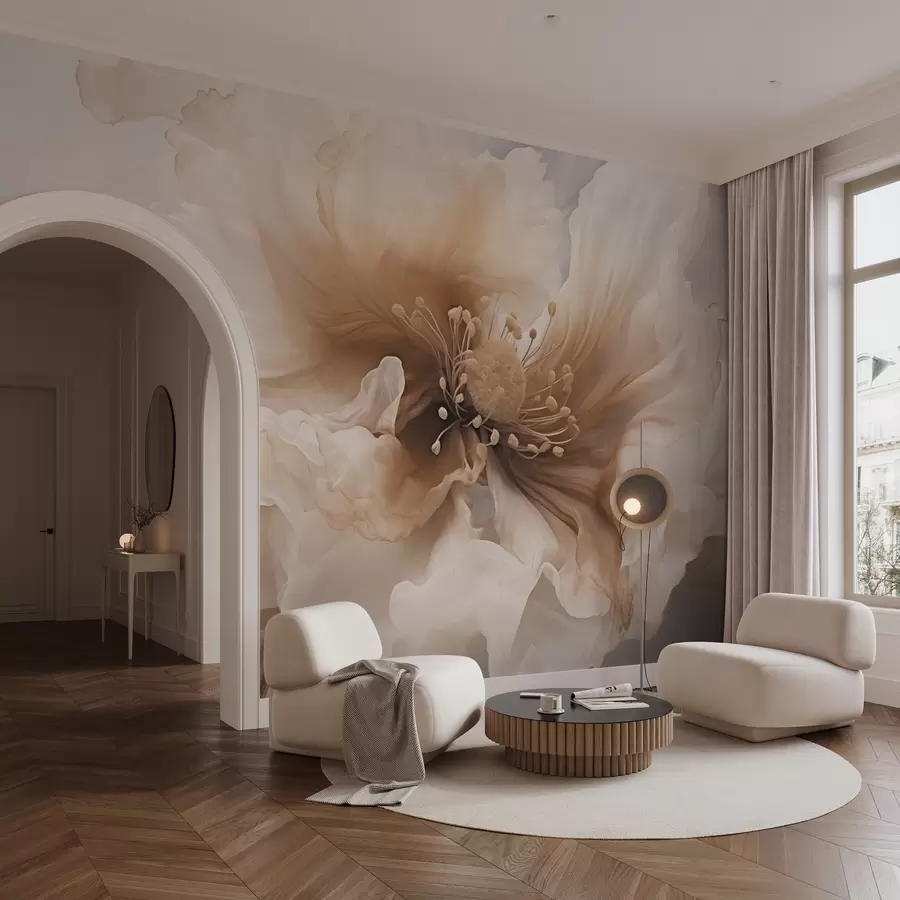 Fototapeta Delikatny kwiat w ciepłych odcieniach beżu w04446v1