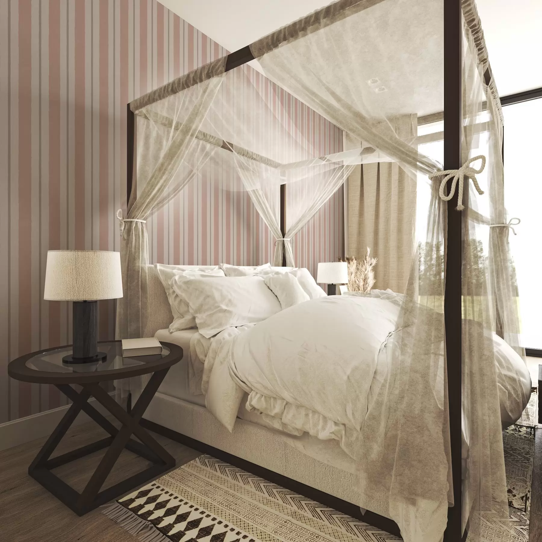 Fototapeta Terakotowo-beżowe szerokie paski z szarawym akcentem a00513