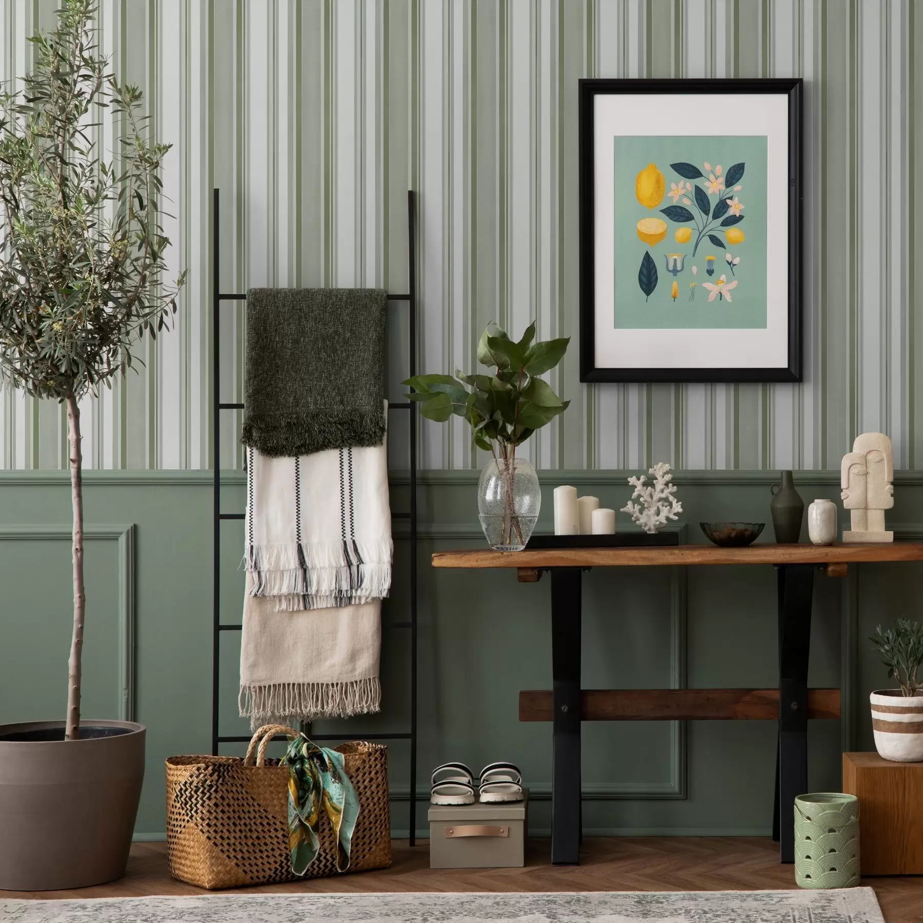 Fototapeta Zielone paski z białymi przerwami i cienkimi liniami a00526