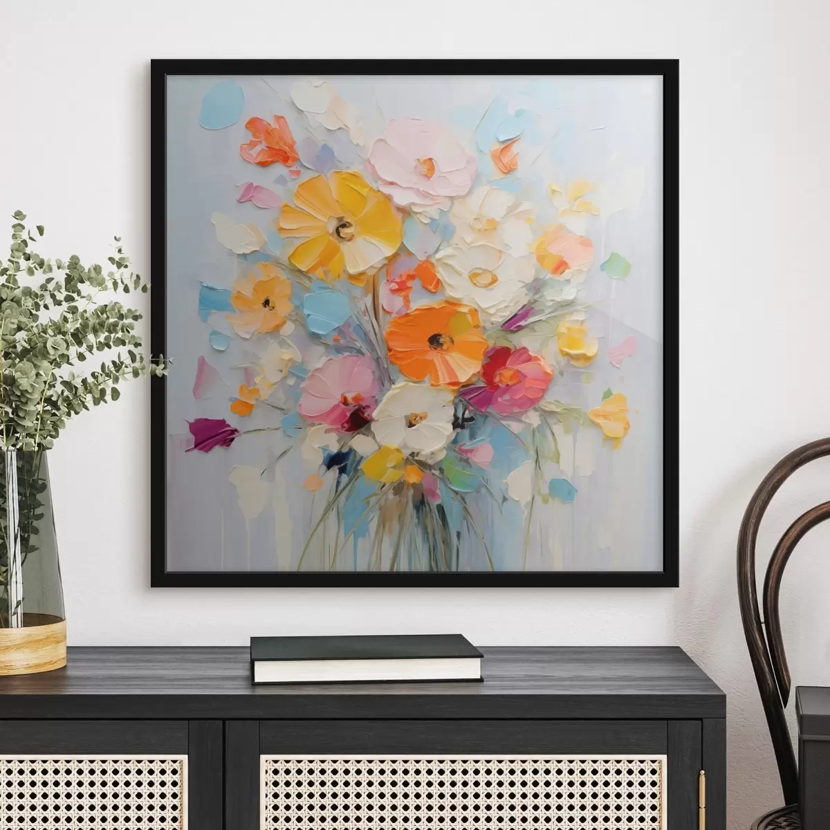 Plakat Motyw kwiatowy: abstrakcyjny bukiet w pastelowych odcieniach f45599