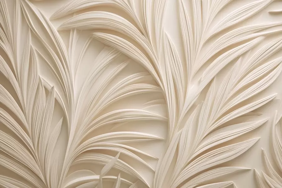 Fototapeta Dekoracyjne beżowe liście w stylu 3D w09351