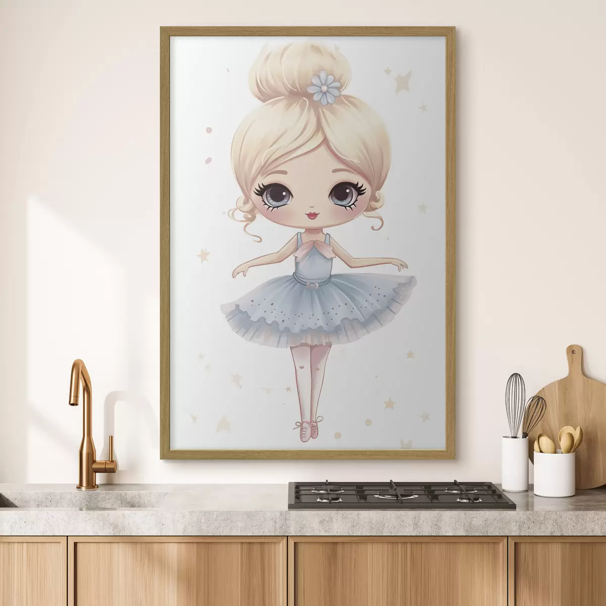 Plakat Lalka baletnica w niebieskiej sukience z kokardą f45481