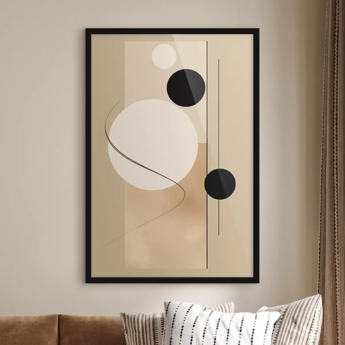 Plakat Minimalistyczne abstrakcyjne okręgi na beżowym tle f45699