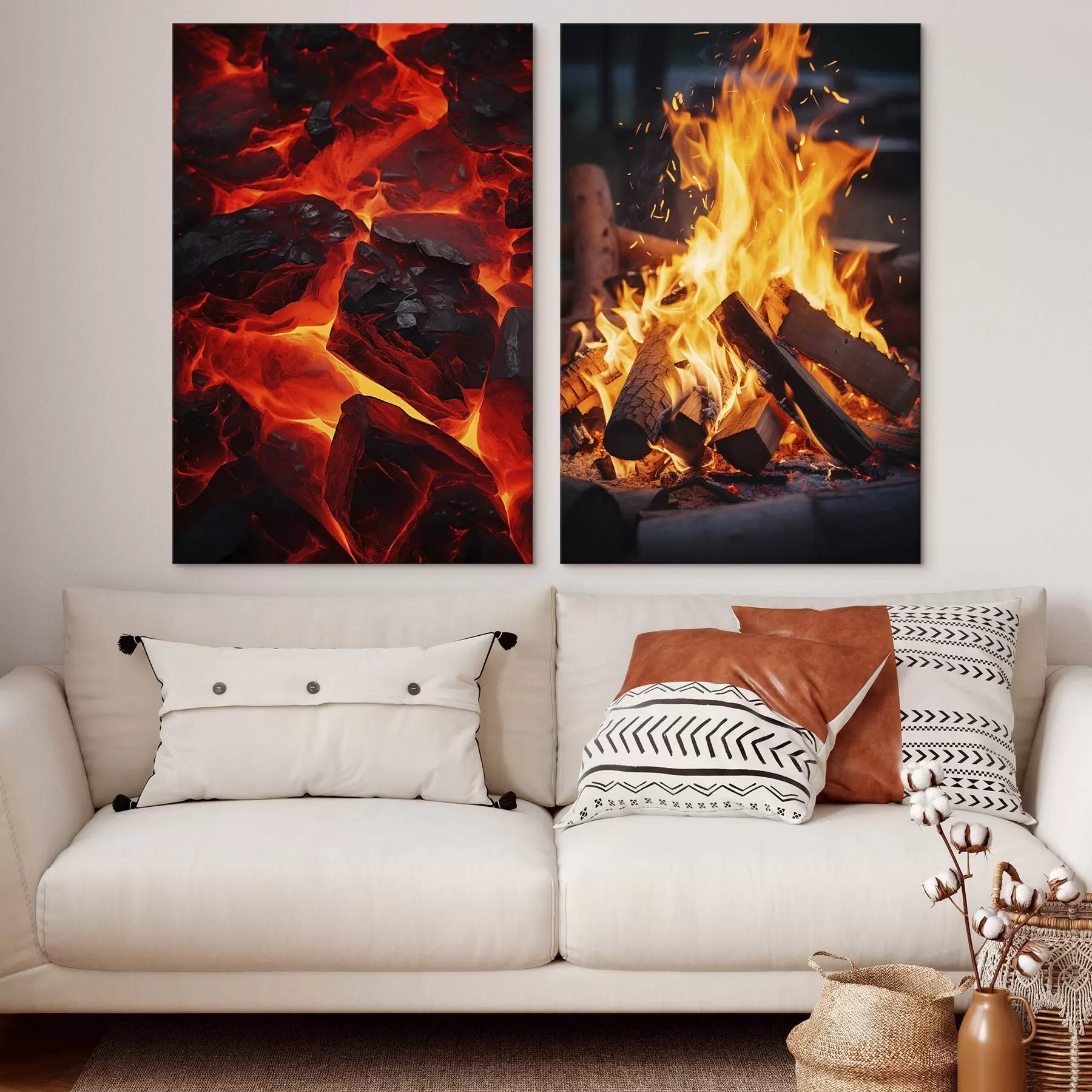 Obraz Płonące węgle i ogień w ciemności m00696