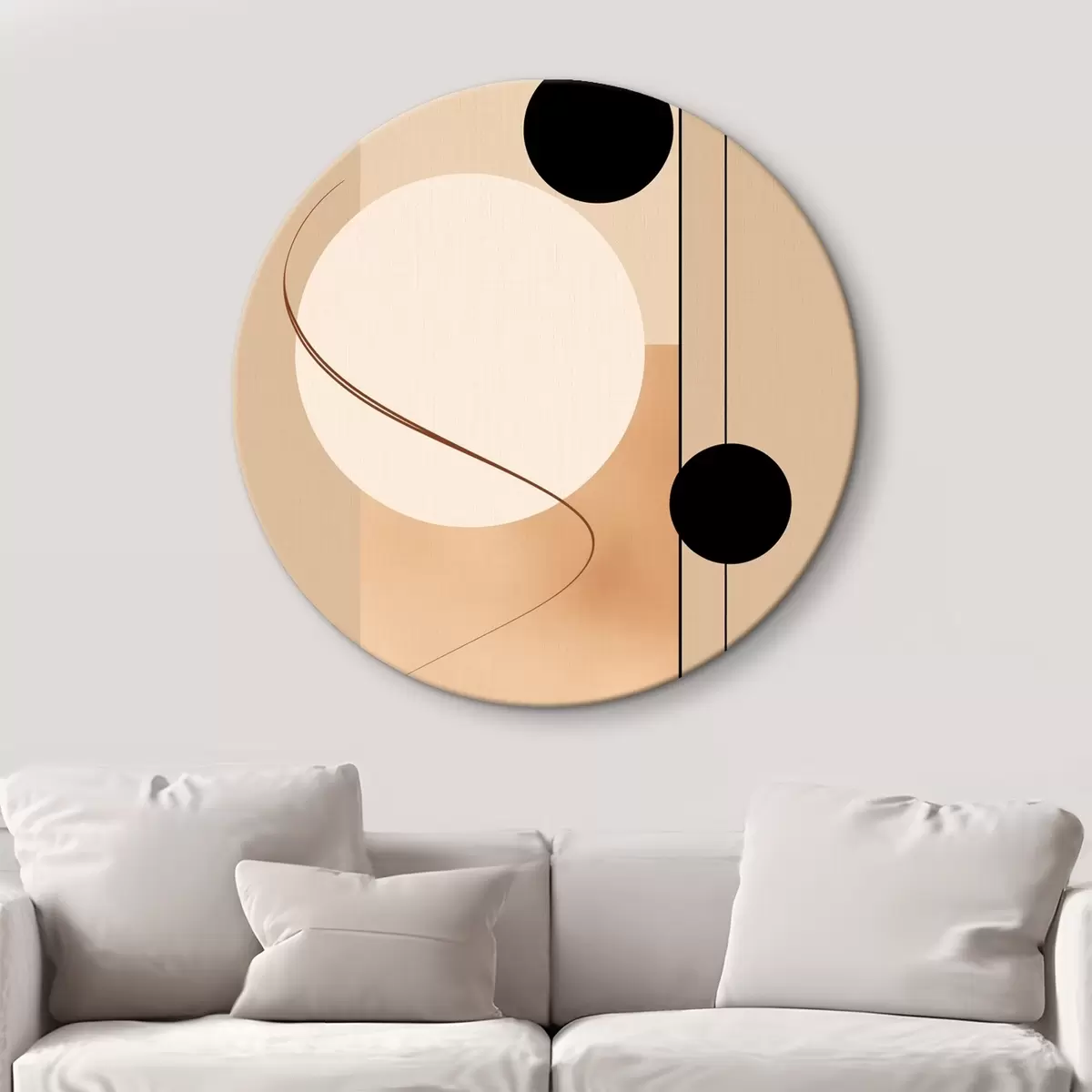 Okrągłe obrazy Minimalistyczne abstrakcyjne okręgi na beżowym tle r45699
