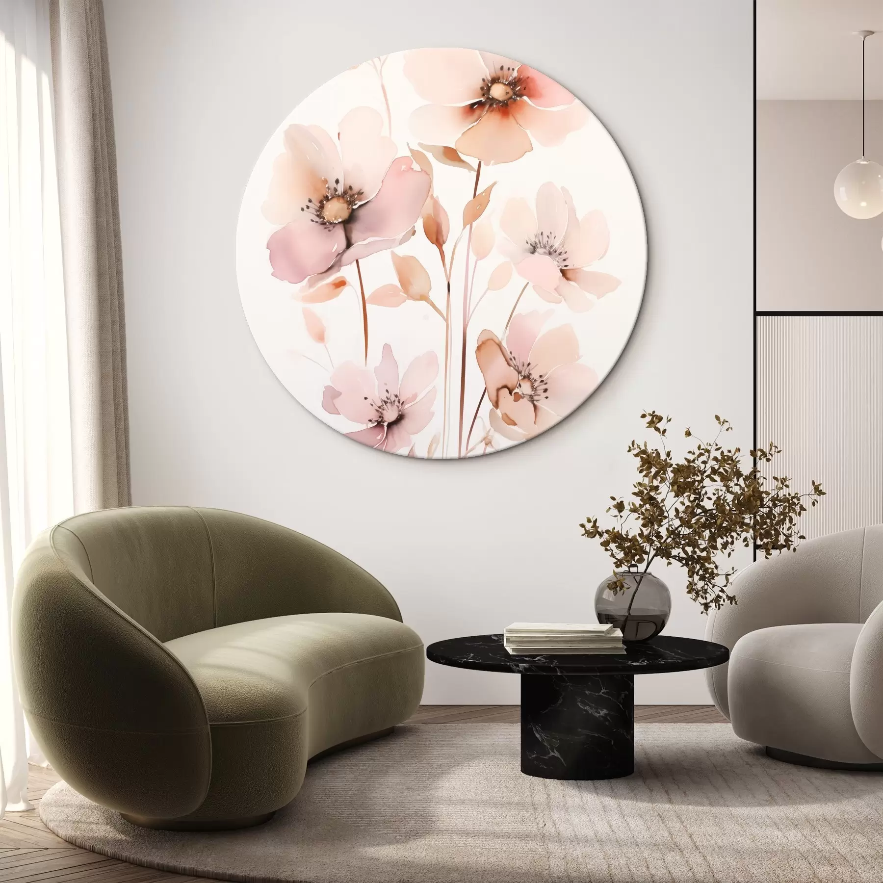 Obraz Akwarelowe różowe kwiaty na cienkich łodygach r45701