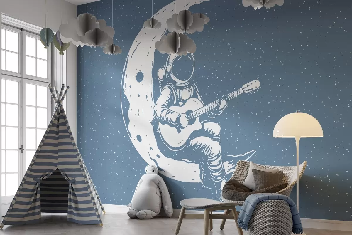 Fototapeta Kosmonauta, księżyc, gitara w04514v2