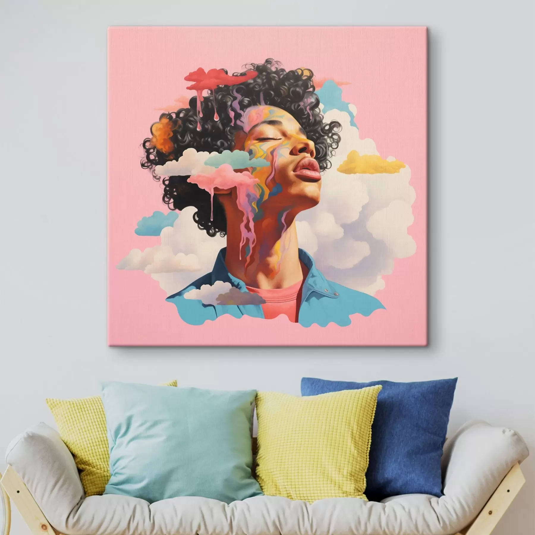 Obraz Marzyciel w chmurach w stylu akwareli s45636