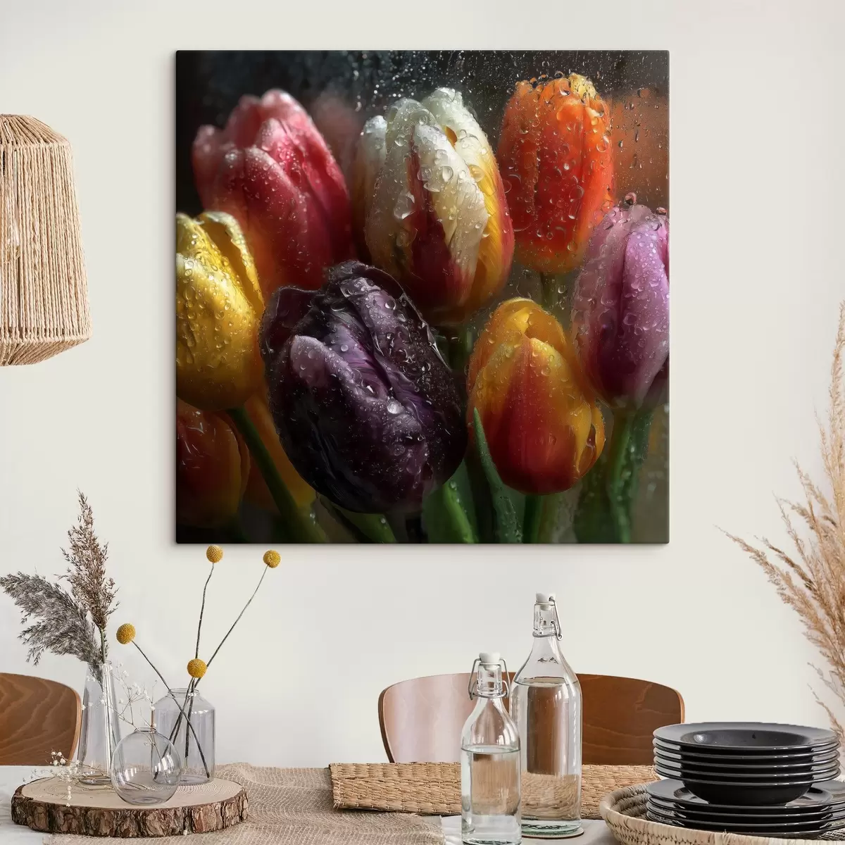 Obraz Tulipany w deszczu: jasne kolory s45642