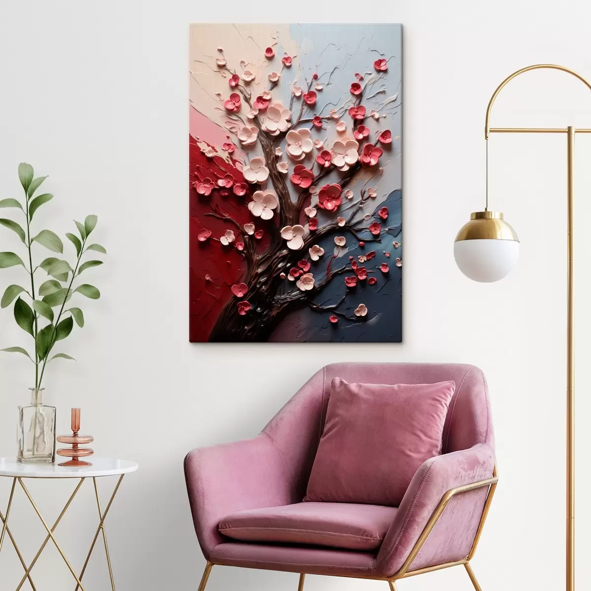 Obraz Wolumetryczna sakura w teksturowanym stylu malarskim s45650