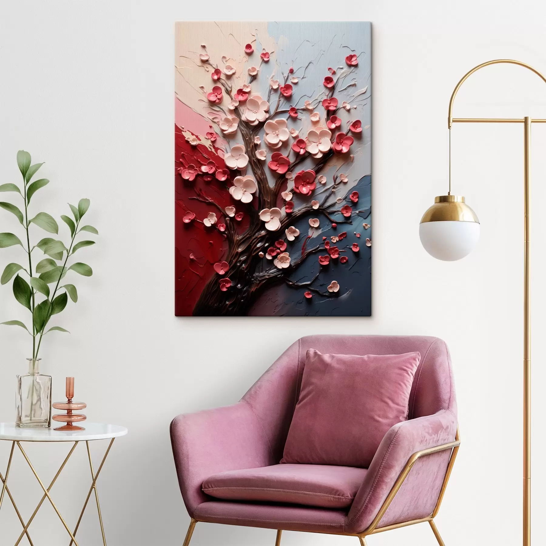 Obraz Wolumetryczna sakura w teksturowanym stylu malarskim s45650