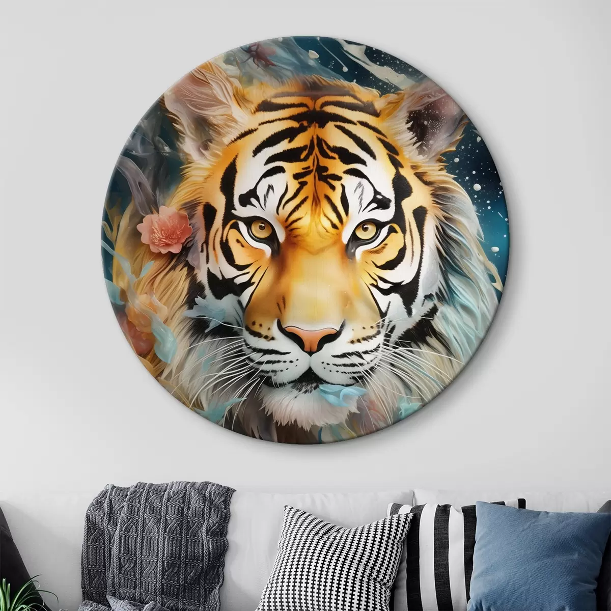 Okrągłe obrazy Portret tygrysa w stylu fantasy r45645