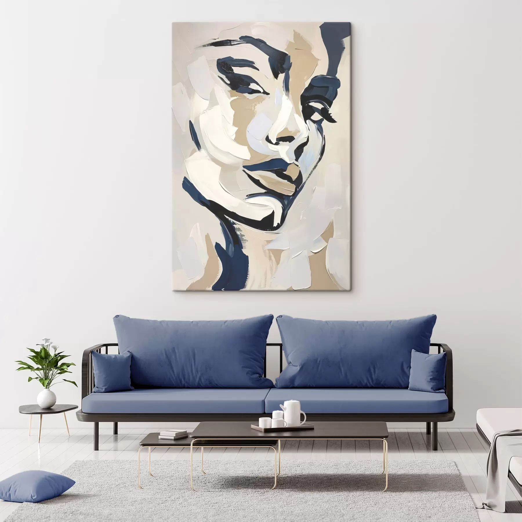 Obraz Abstrakcyjny portret kobiety z imitacją pociągnięć pędzla s45593
