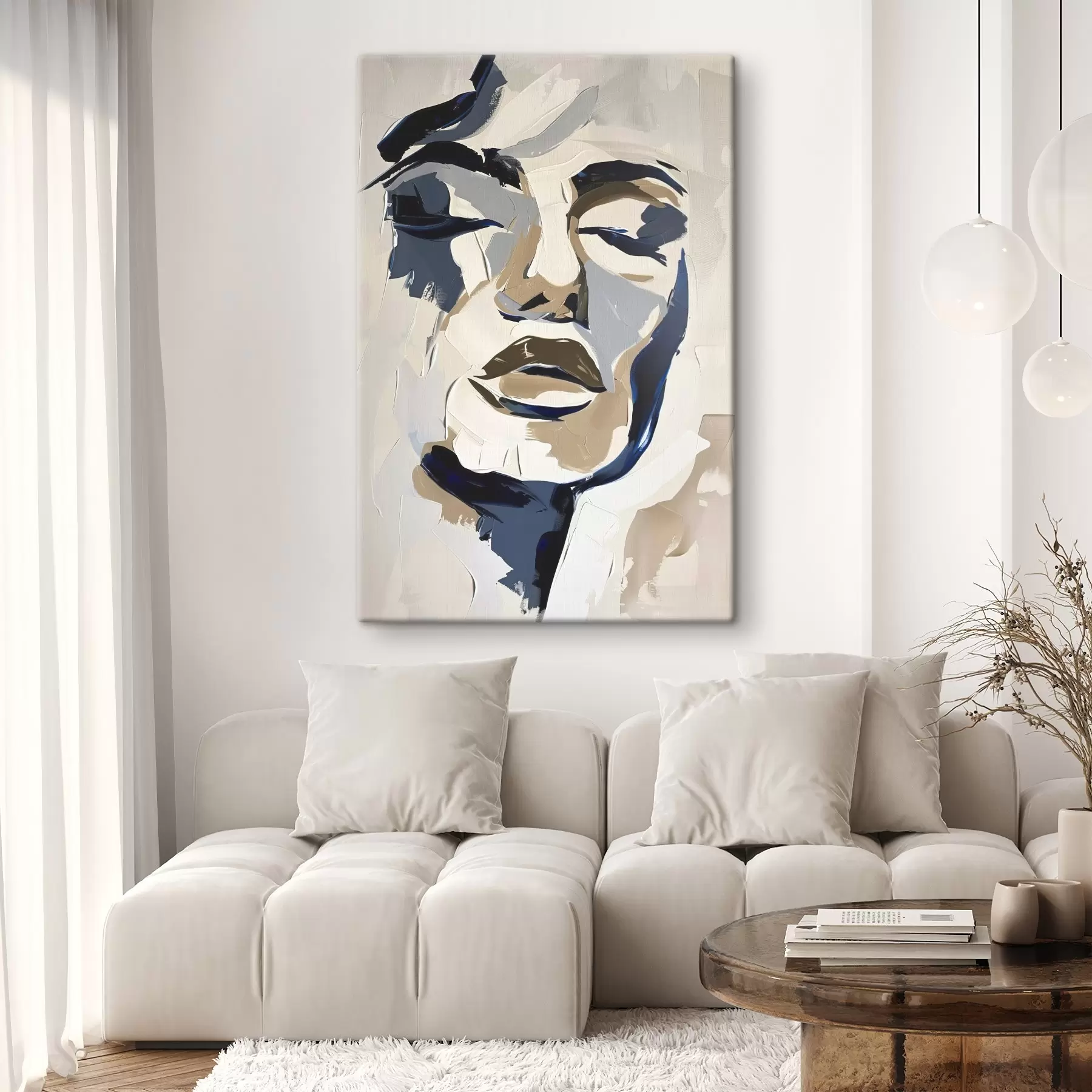 Obraz Abstrakcyjny portret kobiety z imitacją pociągnięć pędzla s45743