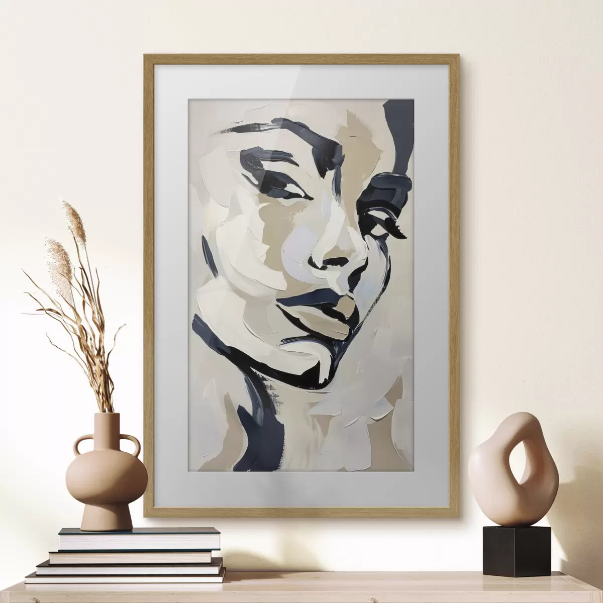 Plakat Abstrakcyjny portret kobiety z imitacją pociągnięć pędzla f45593