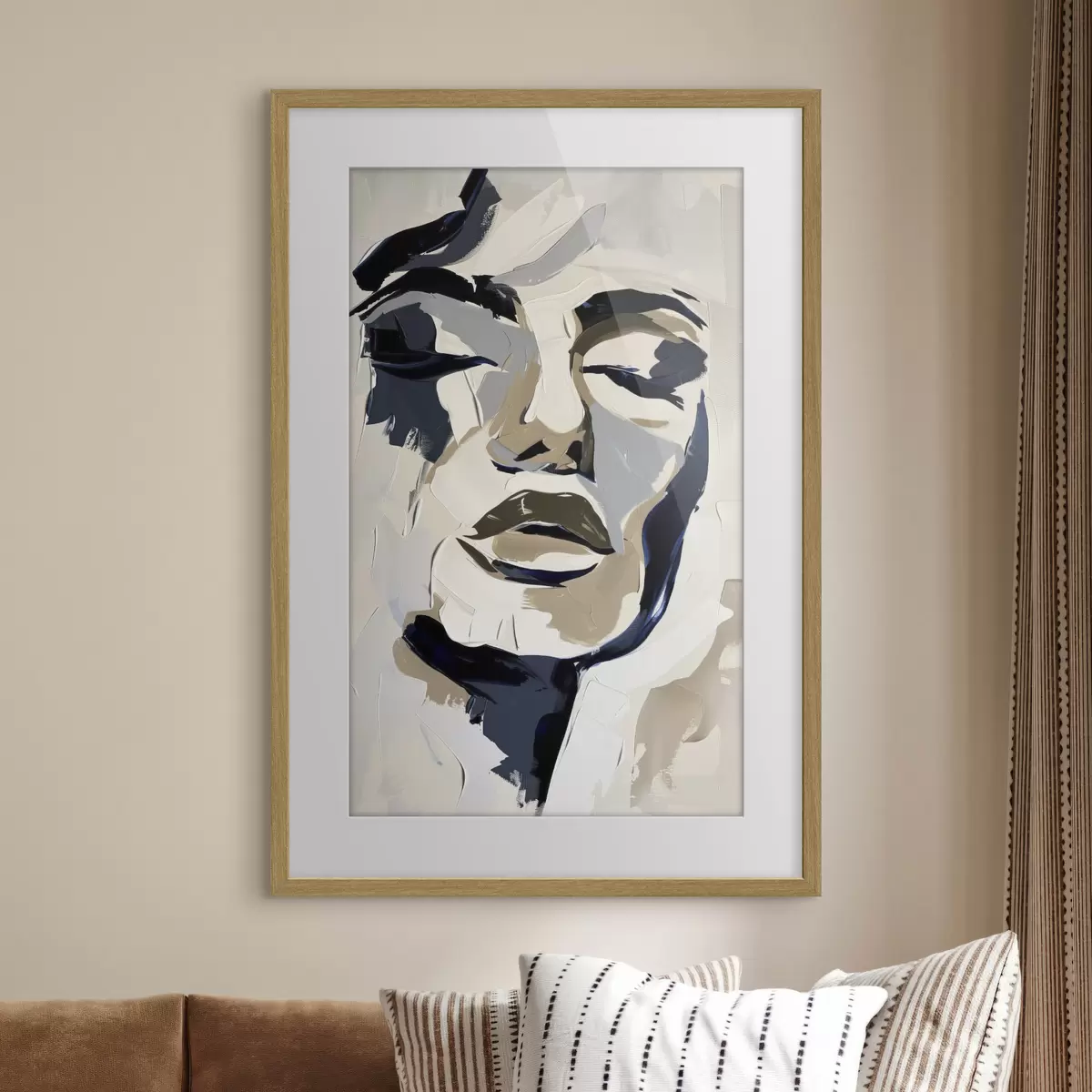 Plakat Abstrakcyjny portret kobiety z imitacją pociągnięć pędzla f45743