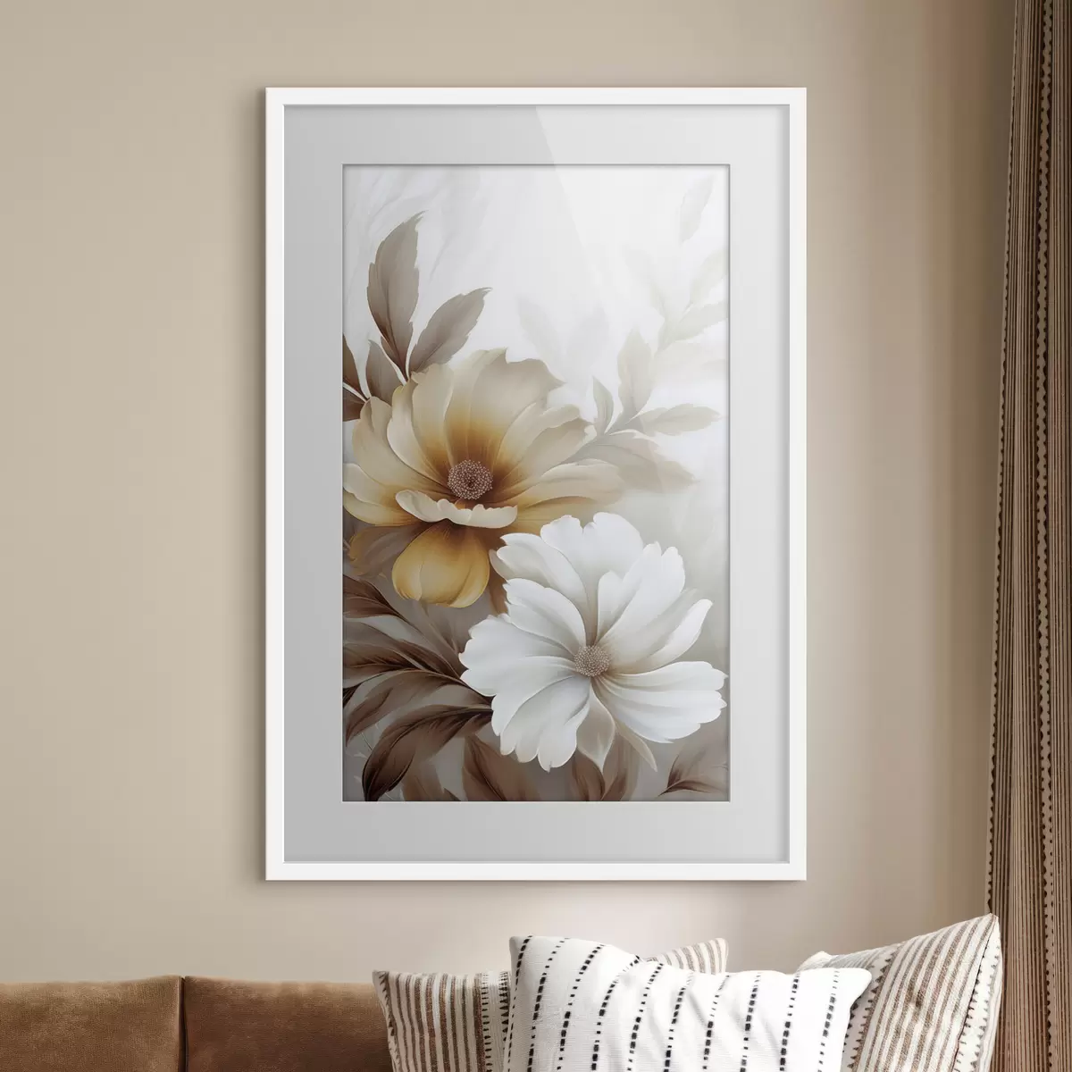 Plakat Kwiaty z liśćmi f45745