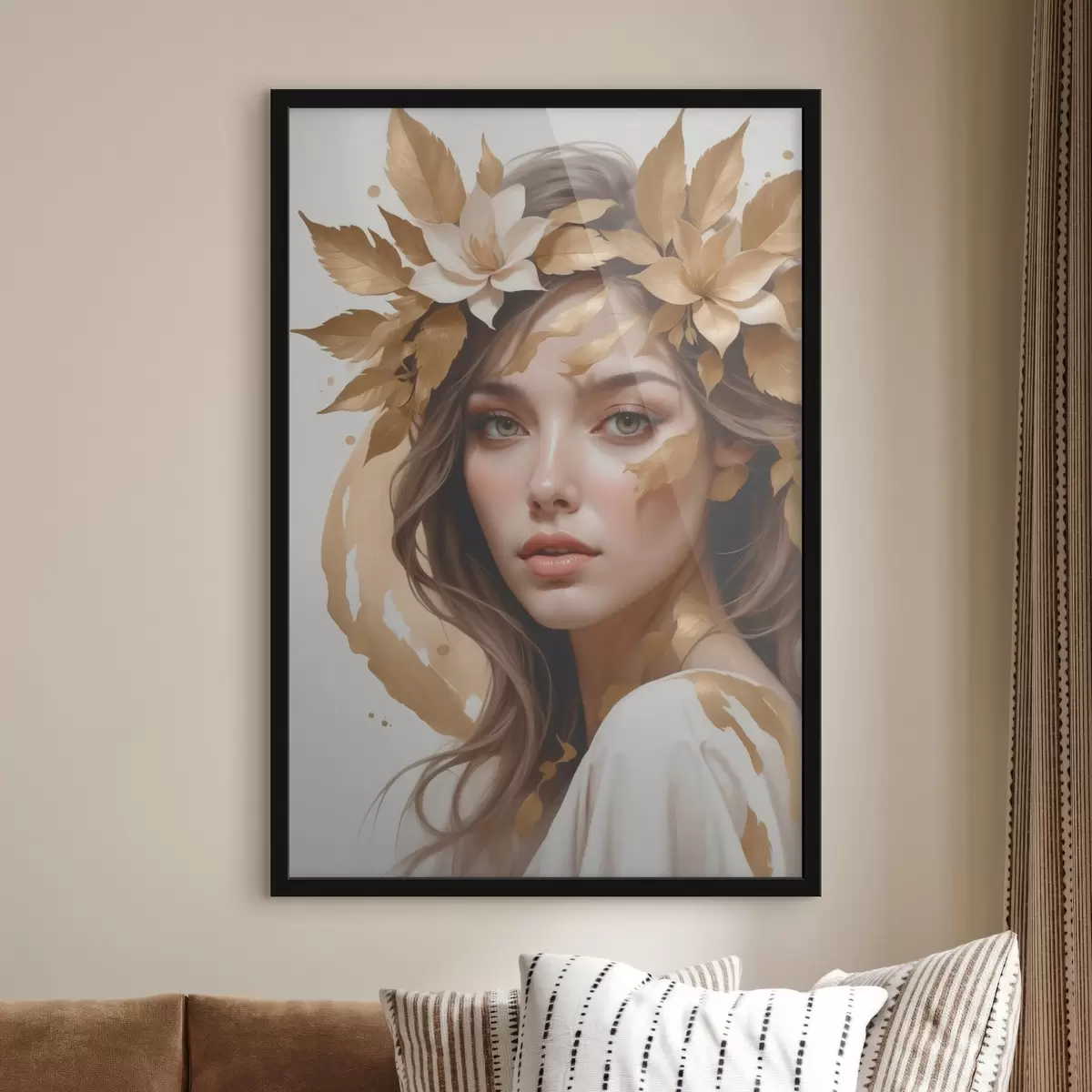 Plakat Kobieta z liśćmi we włosach f45748