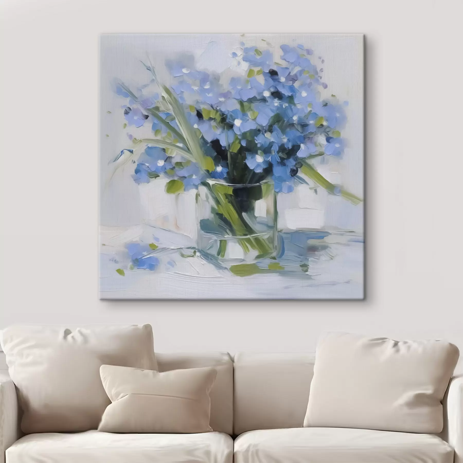 Obraz Delikatne kwiaty w szklanym wazonie s45773