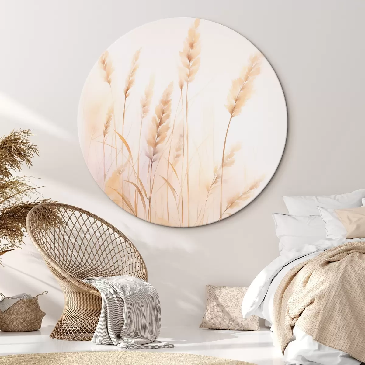 Okrągłe obrazy Imitacja akwareli Spikelets r45761