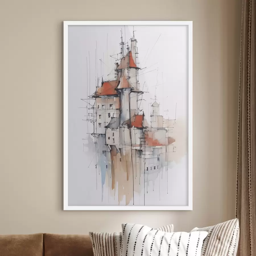 Fototapeta Dom imitacja szkic i akwarela f45764