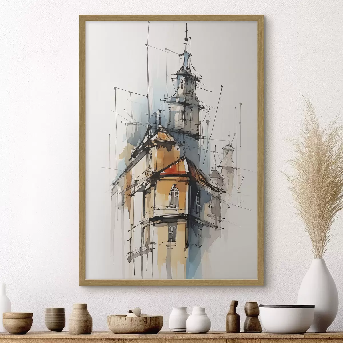 Plakat Dom imitacja szkic i akwarela f45765