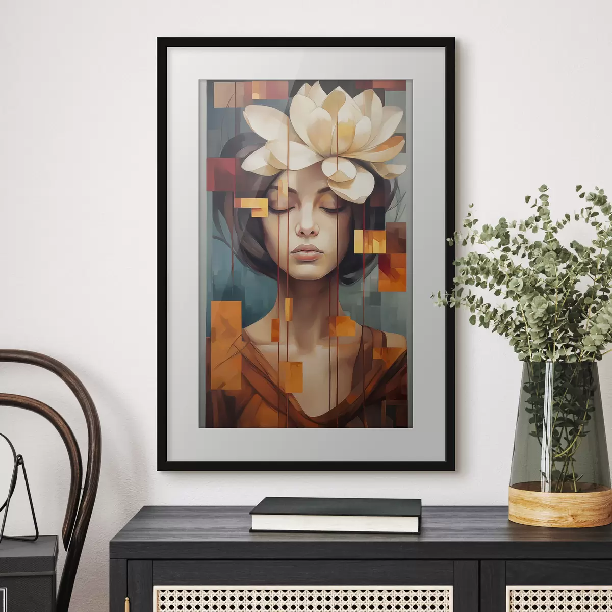 Plakat Kobieta z kwiatem f45796