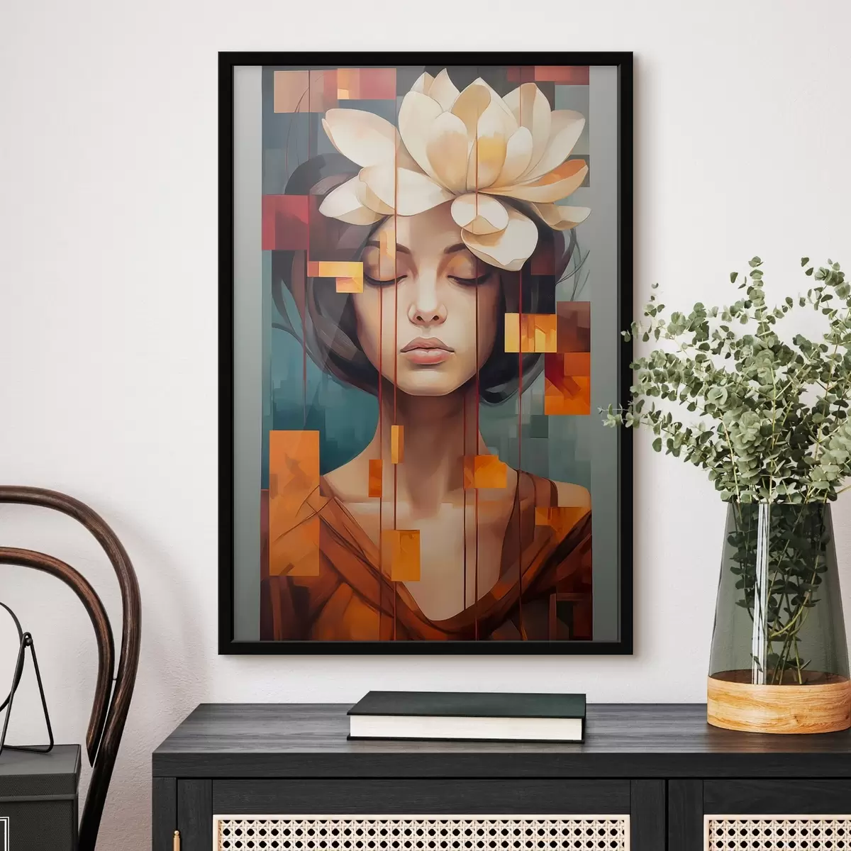 Plakat Kobieta z kwiatem f45796