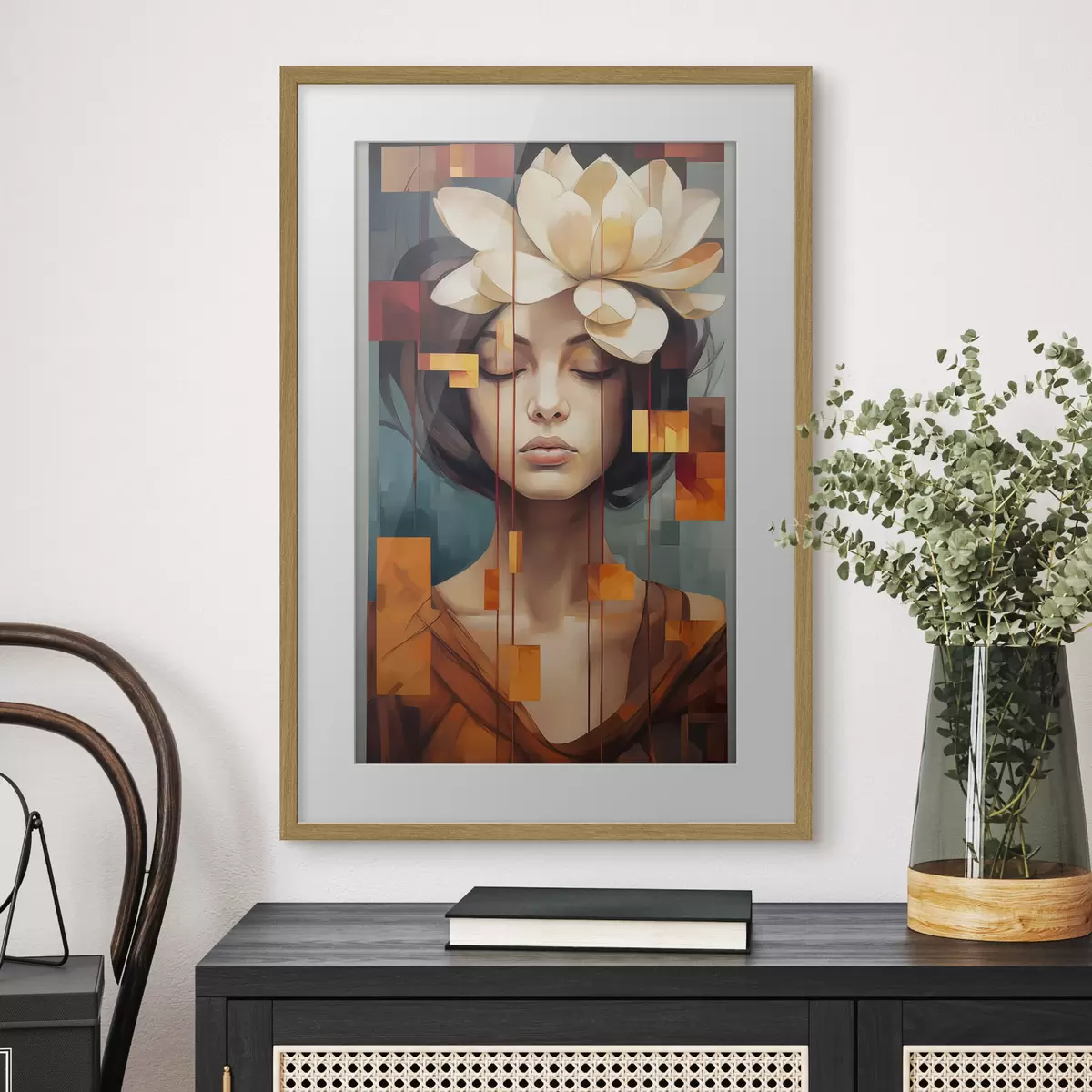 Plakat Kobieta z kwiatem f45796