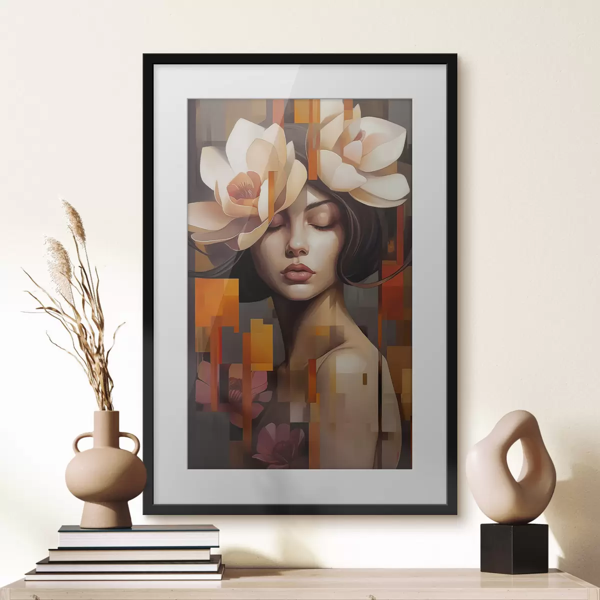 Plakat Kobieta z kwiatem f45797