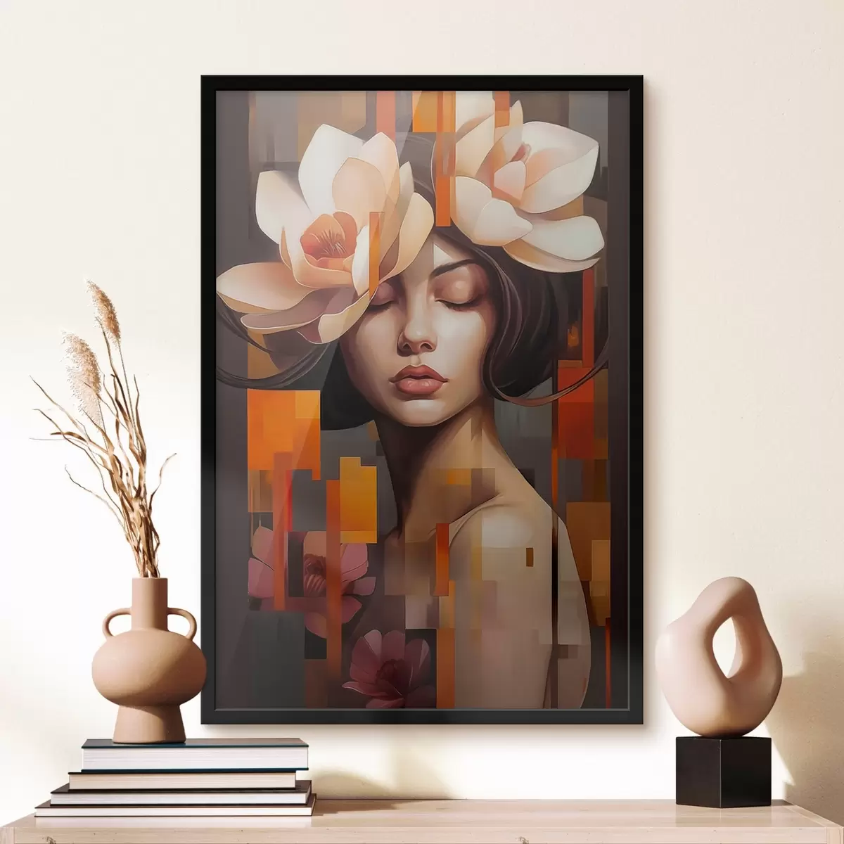 Plakat Kobieta z kwiatem f45797