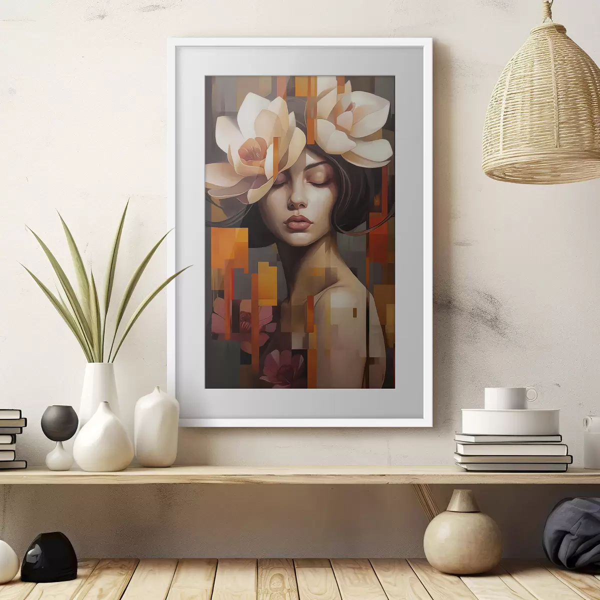Plakat Kobieta z kwiatem f45797