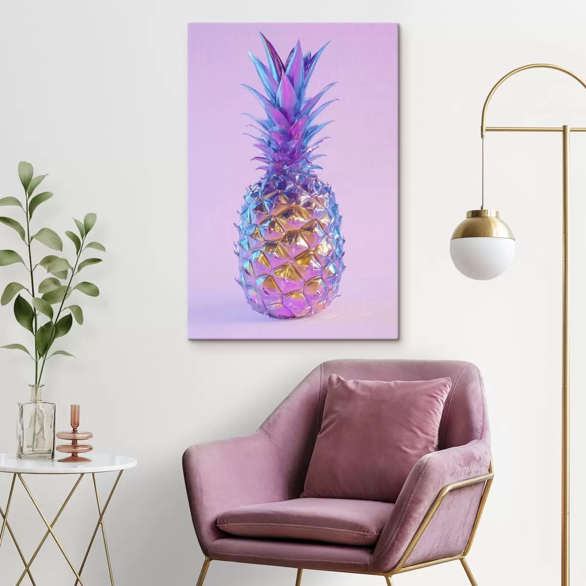 Obraz jasny, błyszczący ananas w stylu pop art s45727