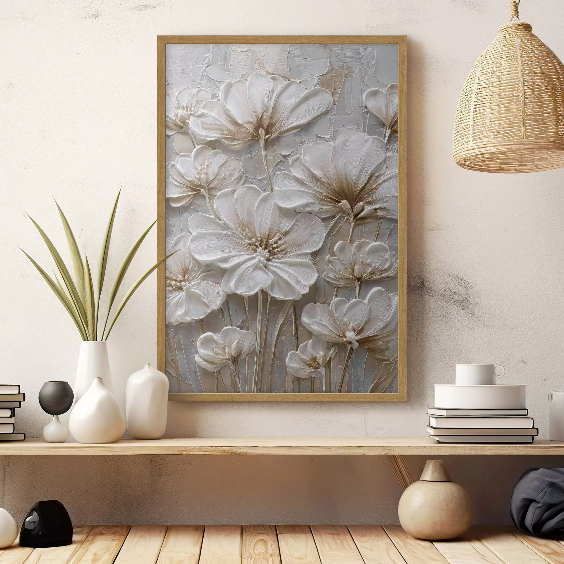 Fototapeta kremowe kwiaty w stylu imitującym impasto f45712