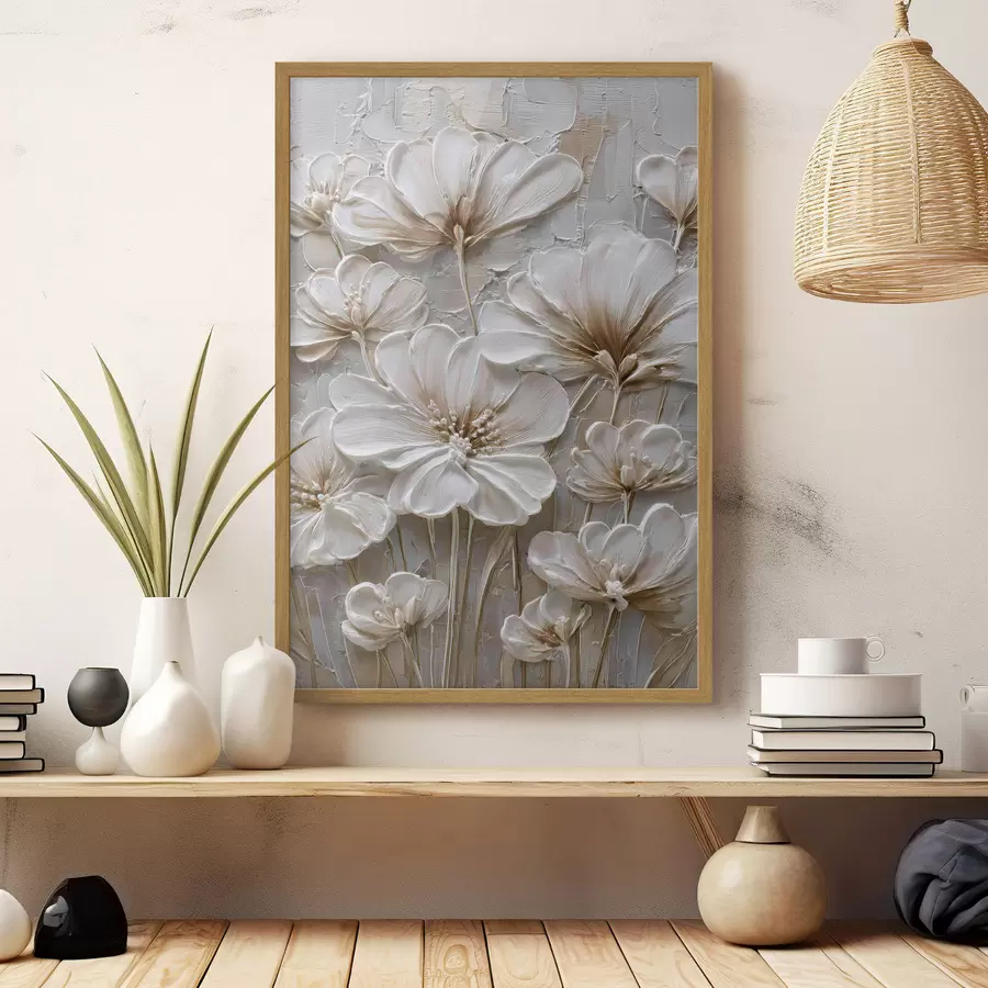 Fototapeta kremowe kwiaty w stylu imitującym impasto f45712