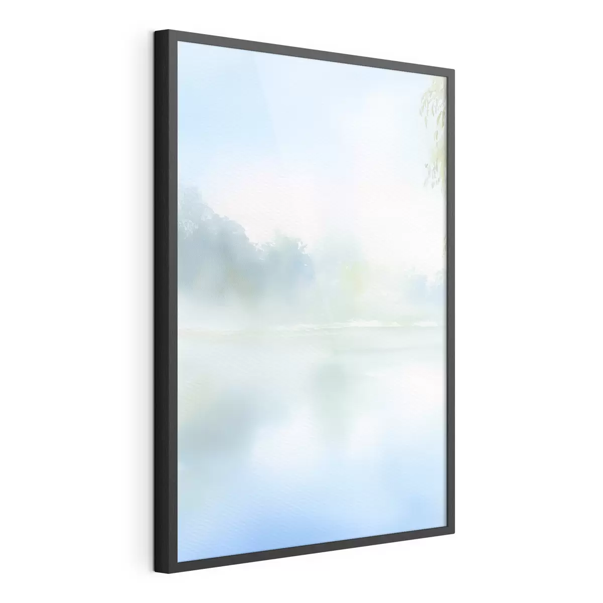 Plakat akwarelowe jezioro w odcieniach niebieskiego f45714