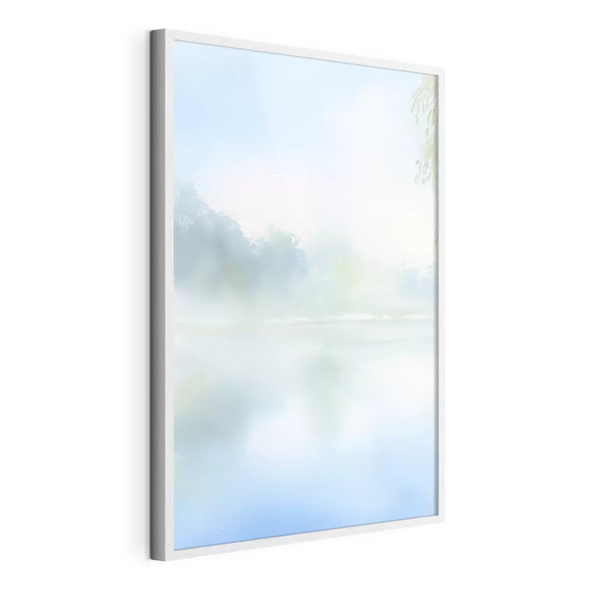 Plakat akwarelowe jezioro w odcieniach niebieskiego f45714
