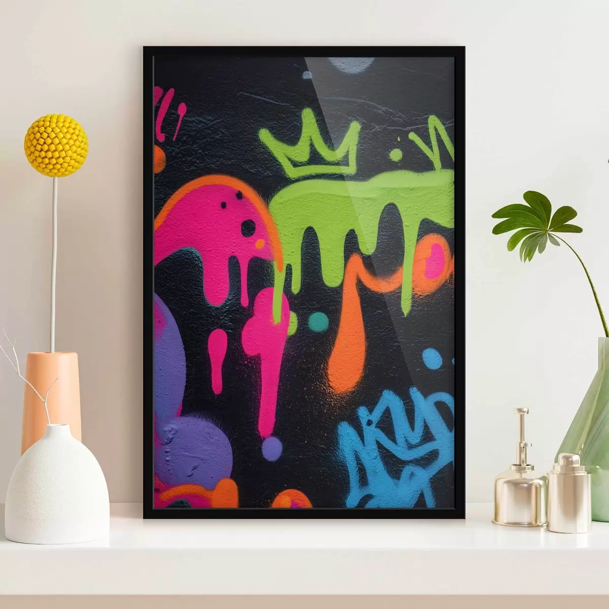 Plakat jasne graffiti na ciemnym tle f45716