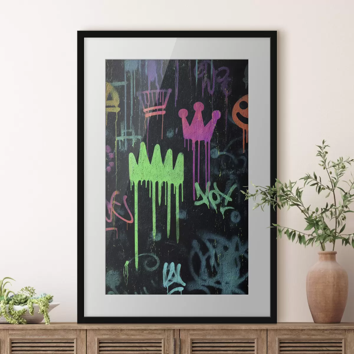 Plakat jasne graffiti na ciemnym tle f45718