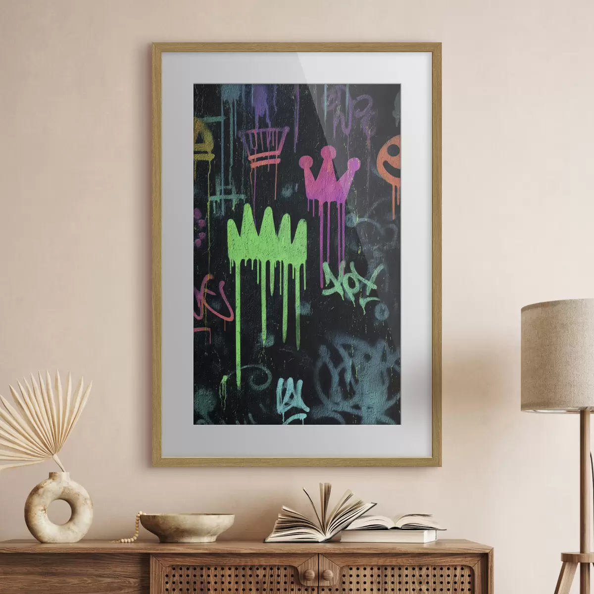 Plakat jasne graffiti na ciemnym tle f45718
