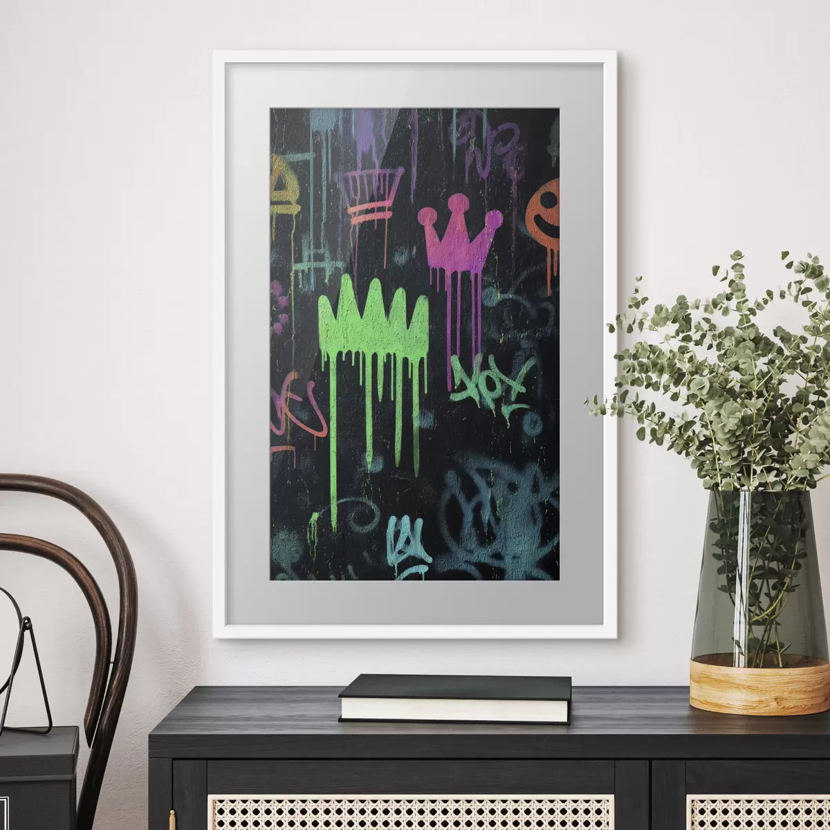 Plakat jasne graffiti na ciemnym tle f45718