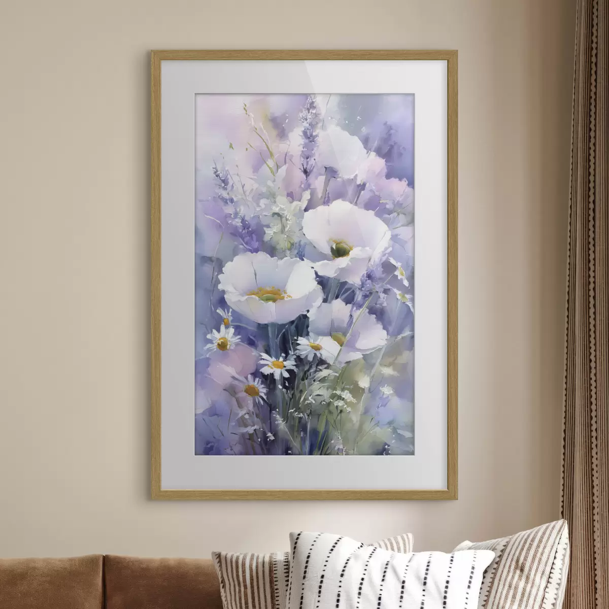 Plakat akwarelowy bukiet w odcieniach bzu i bieli f45720
