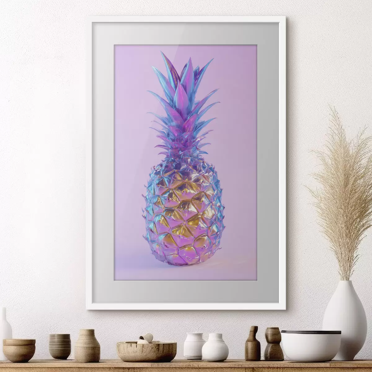 Plakat jasny, błyszczący ananas w stylu pop art f45727