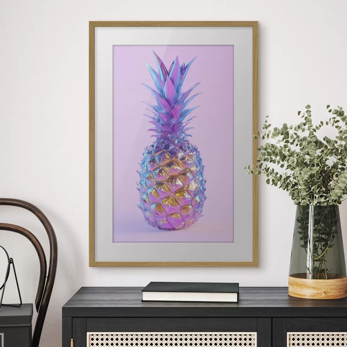 Plakat jasny, błyszczący ananas w stylu pop art f45727
