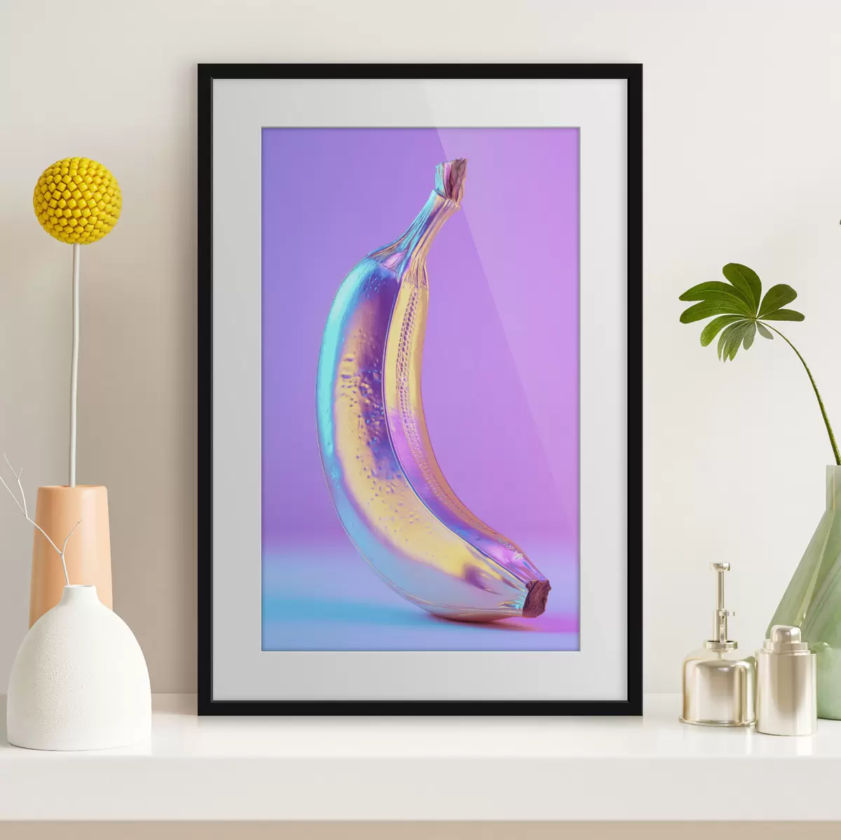Plakat jasny, błyszczący banan w stylu pop art f45728